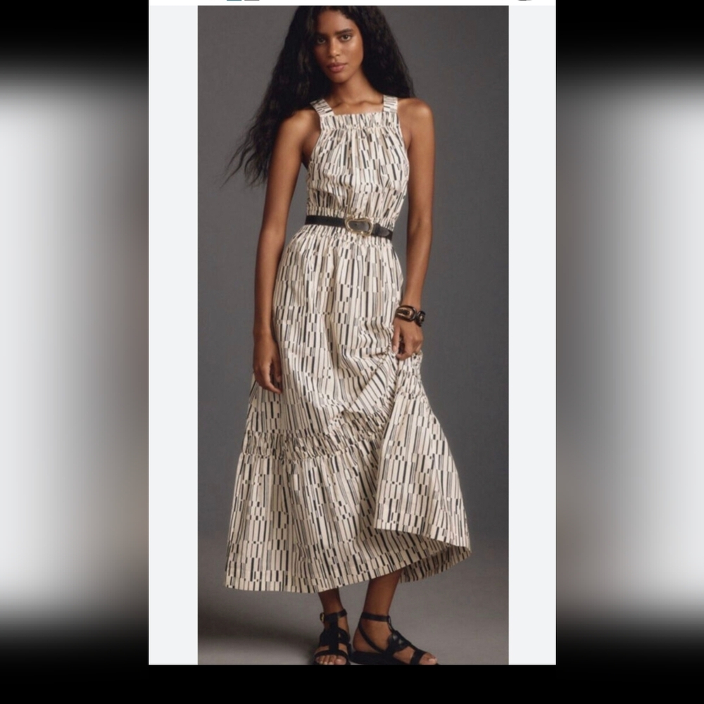 Anthropologie Black and White Maxi Dress